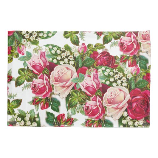 Chic  roze roze rozenpatroon kussensloop (Achterkant)