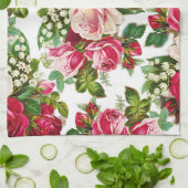 Chic  roze roze rozenpatroon theedoek (Gevouwen)