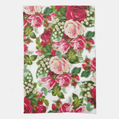 Chic  roze roze rozenpatroon theedoek (Verticaal)