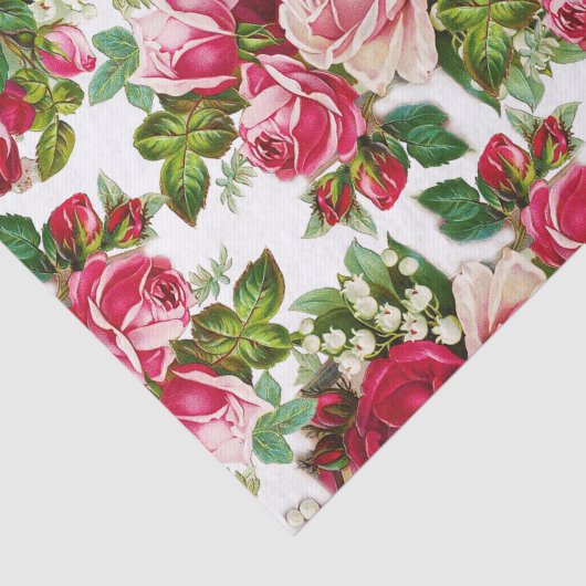 Chic  roze roze rozenpatroon tissuepapier (Detail)