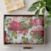 Chic  roze roze rozenpatroon tissuepapier (Geschenk)