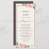 Chic  Roze Roze van het Witte Berichtenhuwelijk Menu (Voorkant / Achterkant)