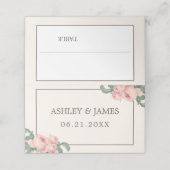 Chic Roze Roze van het Witte Berichtenhuwelijk Plaatskaartje (Buitenkant ongevouwen)