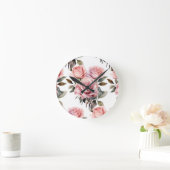 Chic Roze Rozen Bloemen Bloem Klok (Huis)