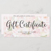Chic roze rozen en Trendy Script Cadeaucertificaat (Voorkant / Achterkant)