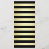 Chic Roze Rozen & Goud Zwarte Strepen Trouwen Menu (Achterkant)