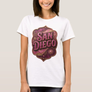 Chic Roze SAN DIEGO Artistiek Motief T-shirt