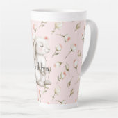 Chic Roze Schattige Bunny Roos Bloemen Latte Mok (Rechterhoek)