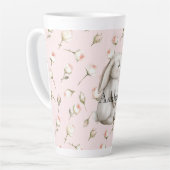 Chic Roze Schattige Bunny Roos Bloemen Latte Mok (Linkerhoek)