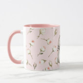 Chic Roze Schattige Bunny Roos Bloemen Mok (Links)