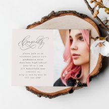 Chic Roze Script Foto Afstuderen Magnetische Uitno