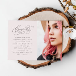 Chic Roze Script Foto Afstuderen Magnetische Uitno