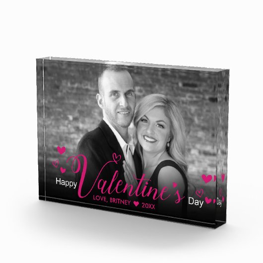 Chic roze script geeft zwart wit foto modern (Rechts)