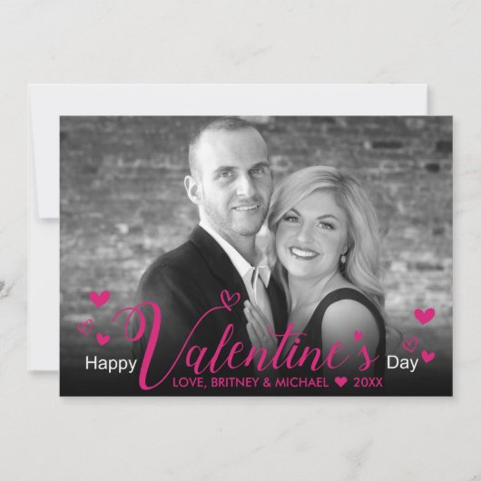 Chic roze script maakt moderne zwarte foto (Voorkant)