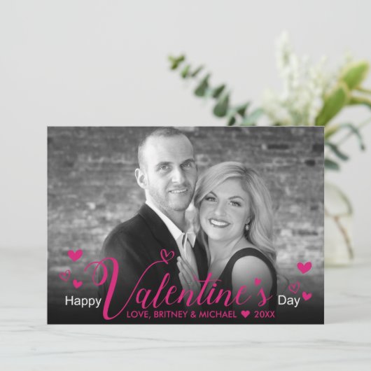 Chic roze script maakt moderne zwarte foto (Staand voorkant)