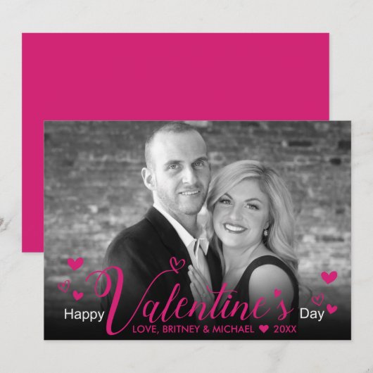 Chic roze script maakt moderne zwarte foto (Voorkant / Achterkant)