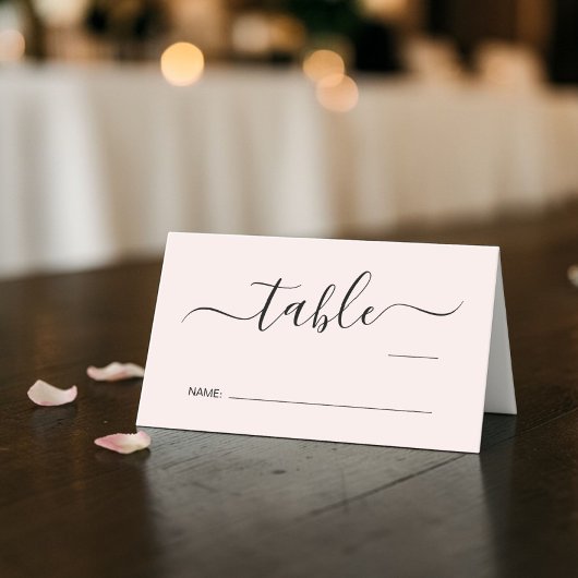 Chic Roze Script Trouwtafel Nummer Plaatskaartje