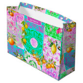 Chic roze Siciliaanse citrus collage bloemige tege Groot Cadeauzakje (Achterkant Gekanteld)