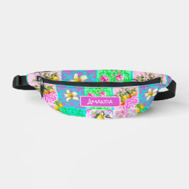 Chic roze Siciliaanse citrus collage bloemige tege Heuptasje