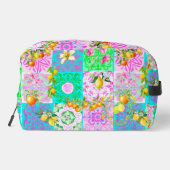 Chic roze Siciliaanse citrus collage bloemige tege Toilettasje (Achterkant)