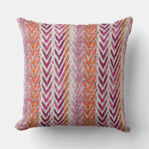 Chic roze sinaasappel chevron kussen