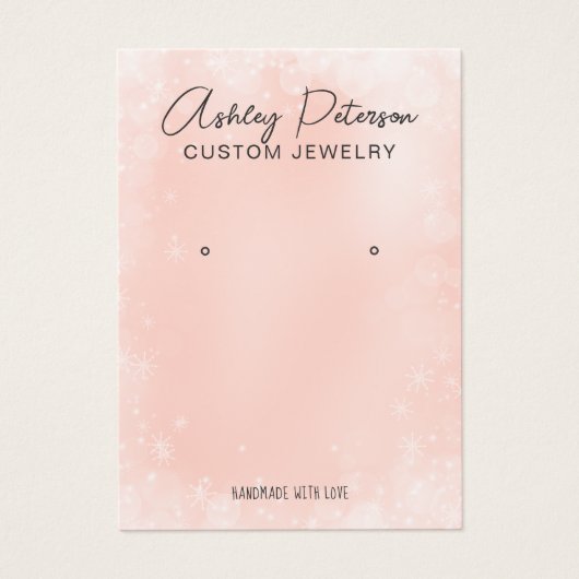 Chic roze sneeuwfestive QR-code oormervertoning Visitekaartje (Voorkant)