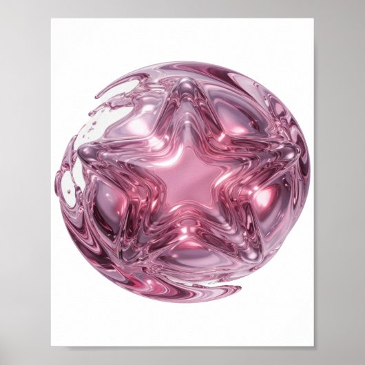 Chic Roze STAR BALL Statement Design Poster (Voorkant)