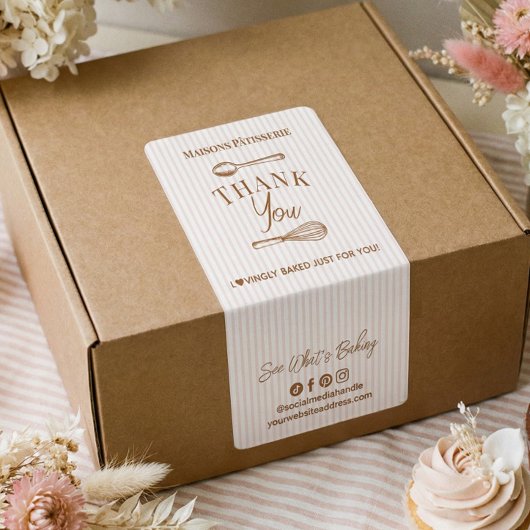 Chic Roze Streep Gardeer Lepel Bedankt Bakkerij St Etiket