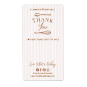 Chic Roze Streep Whisk Lepel Dank Je Bakery Stempe Etiket (Voorkant)