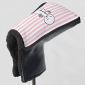Chic roze stripes gepersonaliseerd golfheadcover (3/4 voorkant)