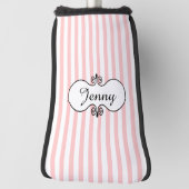 Chic roze stripes gepersonaliseerd golfheadcover (Draai 90)