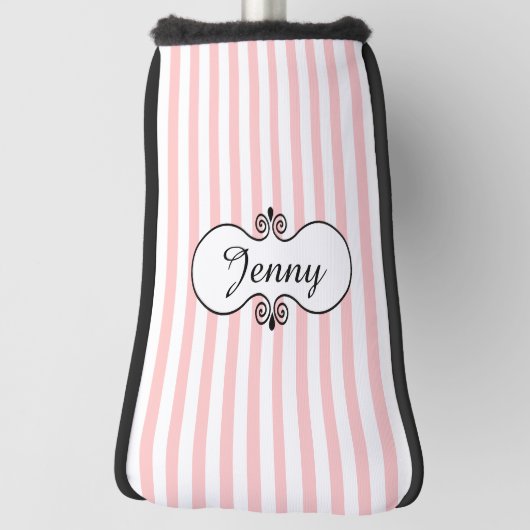 Chic roze stripes gepersonaliseerd golfheadcover (Draai 90)