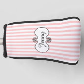 Chic roze stripes gepersonaliseerd golfheadcover (Voorkant)