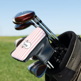 Chic roze stripes gepersonaliseerd golfheadcover