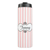 Chic roze stripes gepersonaliseerd thermosbeker (Voorkant)