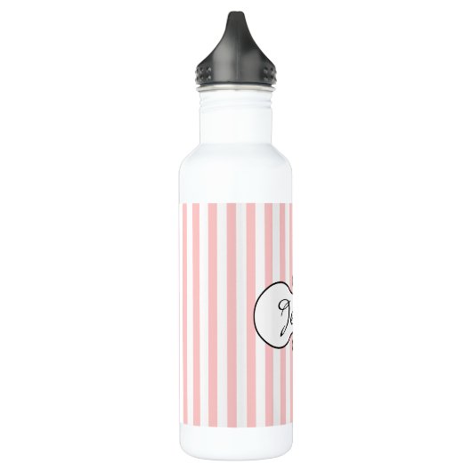 Chic roze stripes gepersonaliseerd waterfles  (Links)