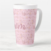 Chic roze stripes, monogrammatisch latte mok (Rechterhoek)