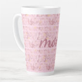 Chic roze stripes, monogrammatisch latte mok (Linkerhoek)