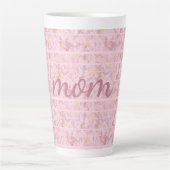 Chic roze stripes, monogrammatisch latte mok (Voorkant)
