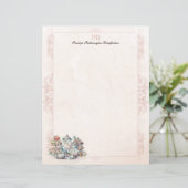 Chic Roze Tea Party Monogrammed briefpapier (Staand voorkant)