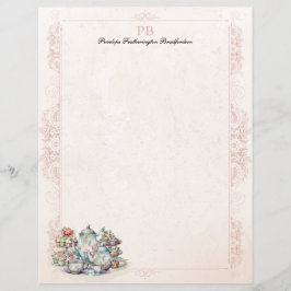 Chic Roze Tea Party Monogrammed briefpapier