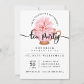 Chic roze Teacup Tea Party Baby shower Uitnodiging (Voorkant)