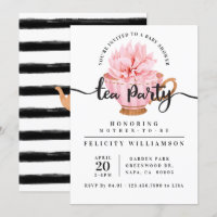 Chic roze Teacup Tea Party Baby shower Uitnodiging