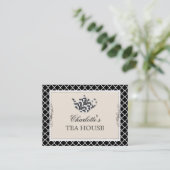 Chic roze Teapot Tea Cafe Visitekaartje (Staand voorkant)