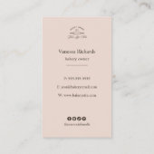Chic Roze Verticale Franse Gestreepte Bakkerij Log Visitekaartje (Achterkant)