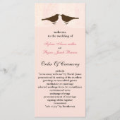 Chic roze vogelkooi, liefde vogels bruiloft progra programmakaart (Voorkant)