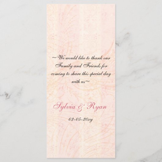 Chic roze vogelkooi, liefdesvogels Menu-Kaarten Menu (Achterkant)