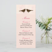 Chic roze vogelkooi, liefdesvogels Menu-Kaarten Menu (Staand voorkant)