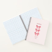 Chic Roze Vrouwelijke Rode Bogen Coquette Naam Notitieboek (Binnen)