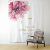 Chic Roze Waterverf Bloembevestiging Achtergrond Wandkleed (In situ)